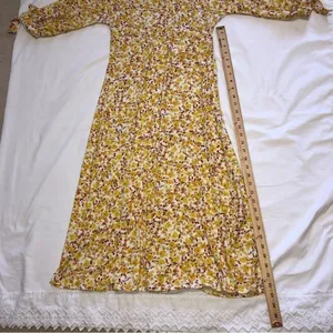 Wedding Guest Dress Size M Organic Cotton Amour Vert Yellow Floral Midi Cottage thumbnail 13