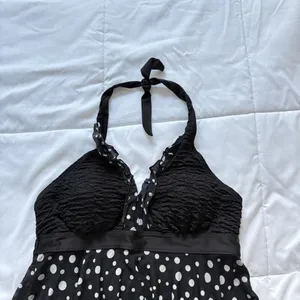 Womens Swimsuit Bathing Suit Black White Polka Dot‎ Beach Summer Goth Grunge thumbnail 2