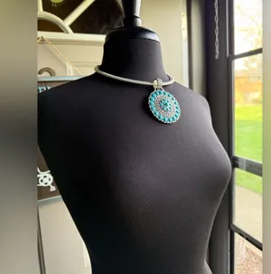 Vintage Y2K western turquoise choker slink necklace thumbnail 2