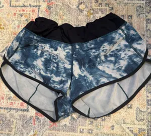 Lululemon 2.5" Hotty Hot Shorts Blue and White Tie Die thumbnail 1