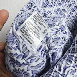 Patrons of Peace 41G Blue White Tile Print Halter Smocked‎ Wide Leg Jumpsuit S thumbnail 4