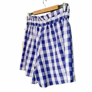 NWT Joie Gingham Shorts Blue & White Check Cotton Paper Bag Waist Size XL NEW thumbnail 5