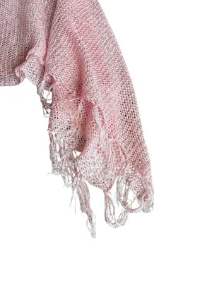 Edikted Sequin Fringe Knit Poncho Pink Flowy Flattering Size XS/Small NWOT thumbnail 10