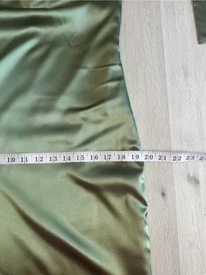Inewer Backless Halter Puddling Floor Length Satin Gown Olive Green Size 8 NWT thumbnail 7