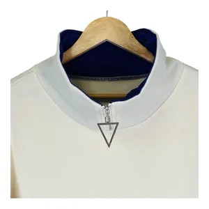 Cream Navy Quarter Zip Pullover Sweatshirt Women 2XL Triangle Zipper Pull‎ NWOT thumbnail 2