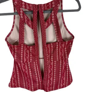 Alya Red Lace Strappy‎ Racerback Lined Peplum Tank Blouse Size S thumbnail 4