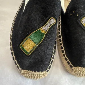 Soludos Cheers Champagne Bottle Espadrille Flats Black Beaded Slip On 6.5 thumbnail 5