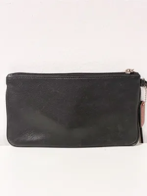 COACH "SOHO" Vintage Leather Wristlet Black Snap Zipper Closure thumbnail 5