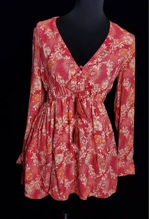 Free People Red Floral‎ Dress thumbnail 1
