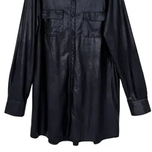 Naked Wardrobe Drip Black Faux Leather Oversized Long Sleeve Shirt Shacket Large thumbnail 7