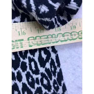 eri + ali Knit Top Women S Black‎ White Leopard Print Short Sleeve Crew Neck thumbnail 4
