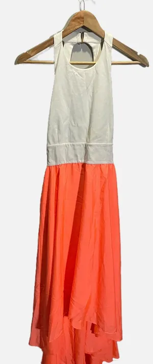 Hutch Hi-Low Dress Womens Small White‎ Coral Open Back Colorblock Summer Wedding thumbnail 1