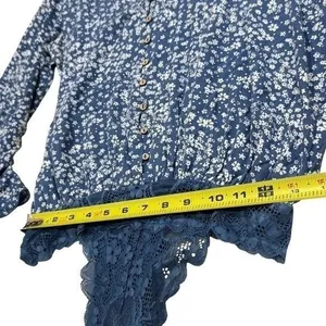 Free People Ditsy Floral Lace Bell Ruffle Sleeve Bodysuit Fairy Whimsical S thumbnail 11