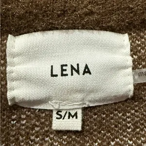 LENA Brown Knit Barn Jacket Sweater Contrast Stitching Oversized Quiet Luxury‎ thumbnail 3