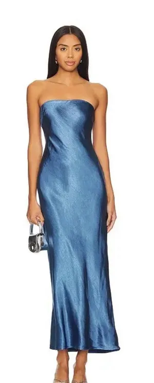 More To Come Emma Strapless Maxi Dress in Navy thumbnail 1