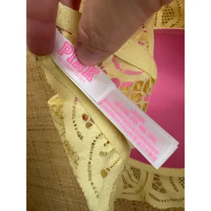 Victoria's Secret PINK High Neck Lace Push-Up Bralette Yellow Women Large NWT thumbnail 4