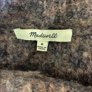 Madewell Pointelle Mockneck Chunky Knit Sweater in Heathered Eggplant thumbnail 6