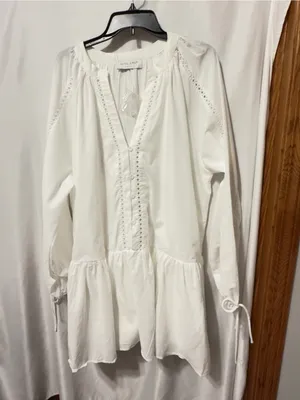 Petal & Pup Hart Long Sleeve Cotton & Linen Minidress White size Large NWT thumbnail 5