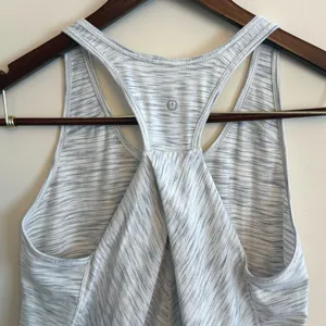 Lululemon Essentials Pleated Racerback Tank Top Sz 6 Tiger Space Dye Hail White‎ thumbnail 7