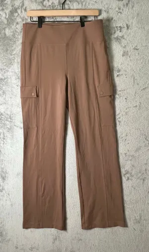 Athleta Delancey Straight Cargo‎ Pant Large Taupe Pull On Travel Work Pant thumbnail 1