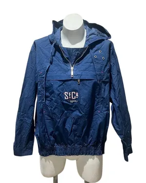 Esprit Vintage Unisex Windbreaker Jacket Blue Hooded Size S thumbnail 1