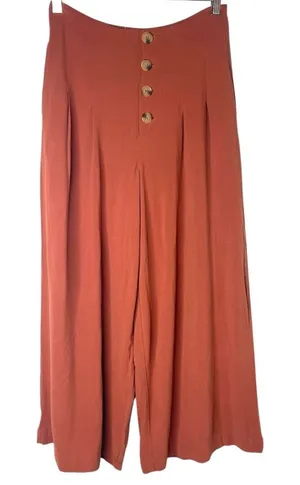 Fashion On Earth Small Boho Burnt Orange Cropped Wide Leg Pants thumbnail 1