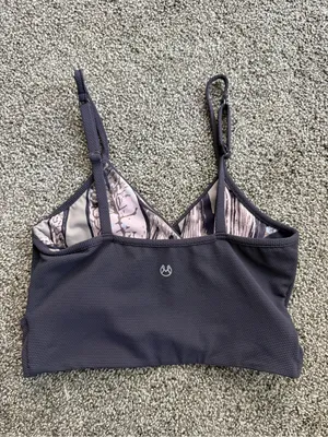 Maaji Reversible Wrap Bikini Top Textured Black Floral- Small thumbnail 4