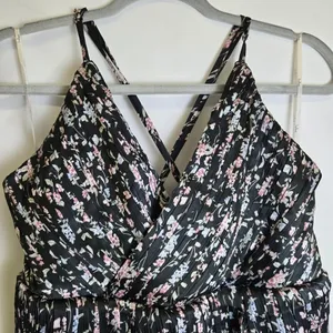 Lulus Quaint Cute Black Floral Pleated Tiered Mini Dress Lined XL New thumbnail 6