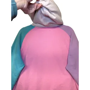 Teddy Fresh Colorblock Hoodie Pastel Pink Purple Teal Cotton Sweatshirt‎ Small thumbnail 9