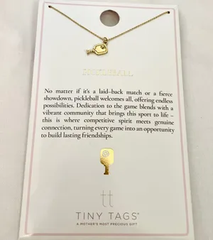 Tiny Tags Pickleball Paddle Pendant Necklace Gold‎ Tone Sports Jewelry New thumbnail 1