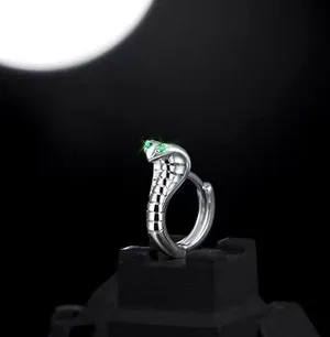 925 Silver Plated Snake Hoop Earrings for Men Women,Silver Snake Earrings,Punk Hip Hop Earrings thumbnail 2