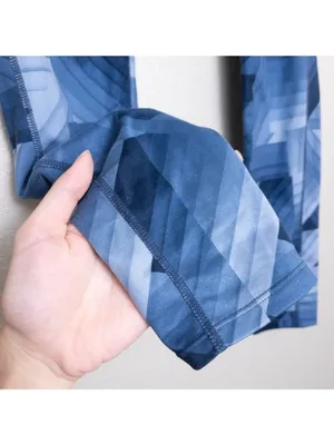 Athleta Chaturanga Geometric Leggings S Blue Frost Stretch Pocket Full Length thumbnail 5