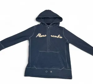 Abercrombie & Fitch Hoodie Navy Blue Large Y2K Vintage Preppy Casual Quarter Zip thumbnail 1