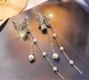 Gorgeous Stainless Steel Silver/ Multicolored Butterfly Dangle Earrings thumbnail 2