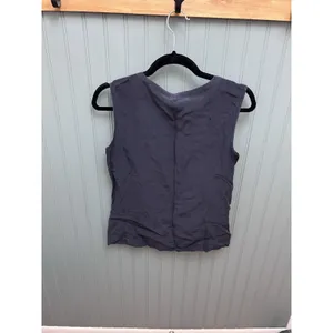 Tory Burch Womens‎ Silk Sleeveless Button Down Tank Top Navy Blue Size 4 thumbnail 2