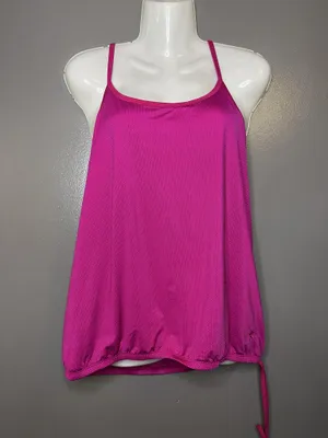 Old Navy Tank Top Womens Large Pink Mesh Polka Dot Drawstring Hem Cami Athletic thumbnail 2