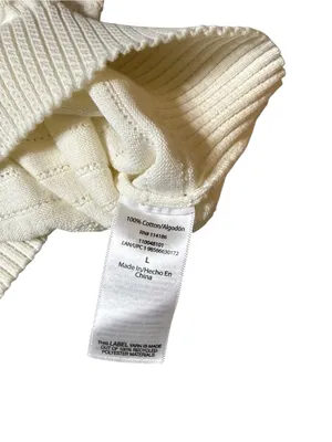 Frye Cream Short Sleeve Ribbed Knit Cropped Sweater Top L thumbnail 3