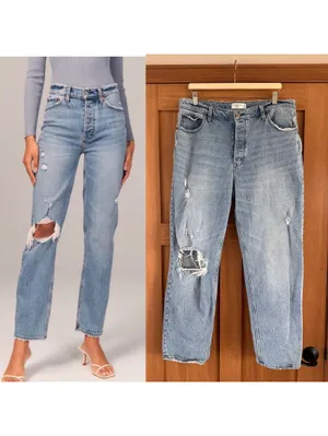 Abercrombie & Fitch The Dad Jean High Rise Distressed Women’s size 33 / 16 Reg thumbnail 2