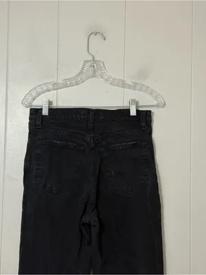 Abercrombie & Fitch 90s Straight Jeans Black Ultra High Rise Distressed Size 27 thumbnail 7