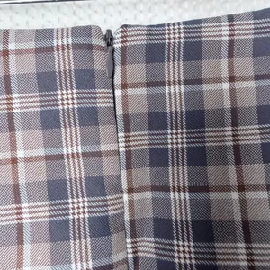 Mooyen Plaid Mini Skirt M Gray Brown School Girl Y2K Academia Ruffle Hem Butt thumbnail 5