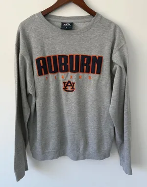 J America Auburn Tigers Women's Crewneck Sweatshirt Gray Sz Large‎ Embroidered thumbnail 1