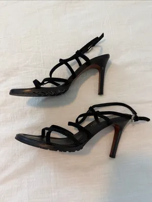 Donald J Pliner Couture Y2K Black Suede Strappy Heels Italy Size 8 thumbnail 5