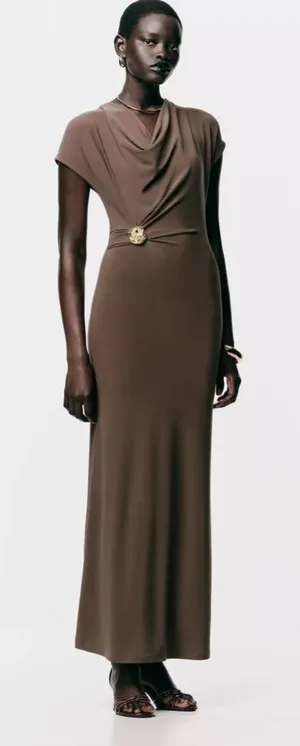 Nwt Zara Draped Dress With Hardware Size S thumbnail 1