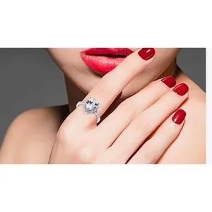 3ct Pear Halo‎ Ring | Rhodium Plated 925 Sterling Silver thumbnail 16