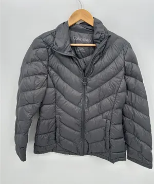 Calvin Klein Womens Packable Lightweight‎ Down Puffer Jacket Gray Small AX2 thumbnail 1