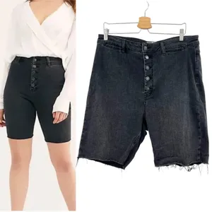 Free‎ People We The Free Crvy Bermuda Shorts Exposed Button Fly Faded Black 34 thumbnail 2