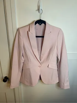 Express Baby Pink Editor Single Button Blazer thumbnail 5