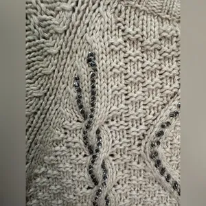 J. Crew NWT Chunky Cable Knit‎ Beaded Sweater Tan XL Merino Wool Blend thumbnail 4