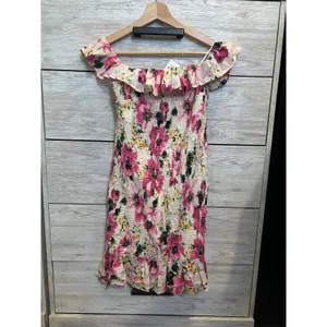NWT Abercrombie & Fitch Pink Floral Smocked Off Shoulder Mini Dress thumbnail 2