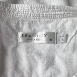 Seafolly White Cotton Tunic Beach Cover Up Roll Tab Sleeve M‎ Minimalist Travel thumbnail 5
